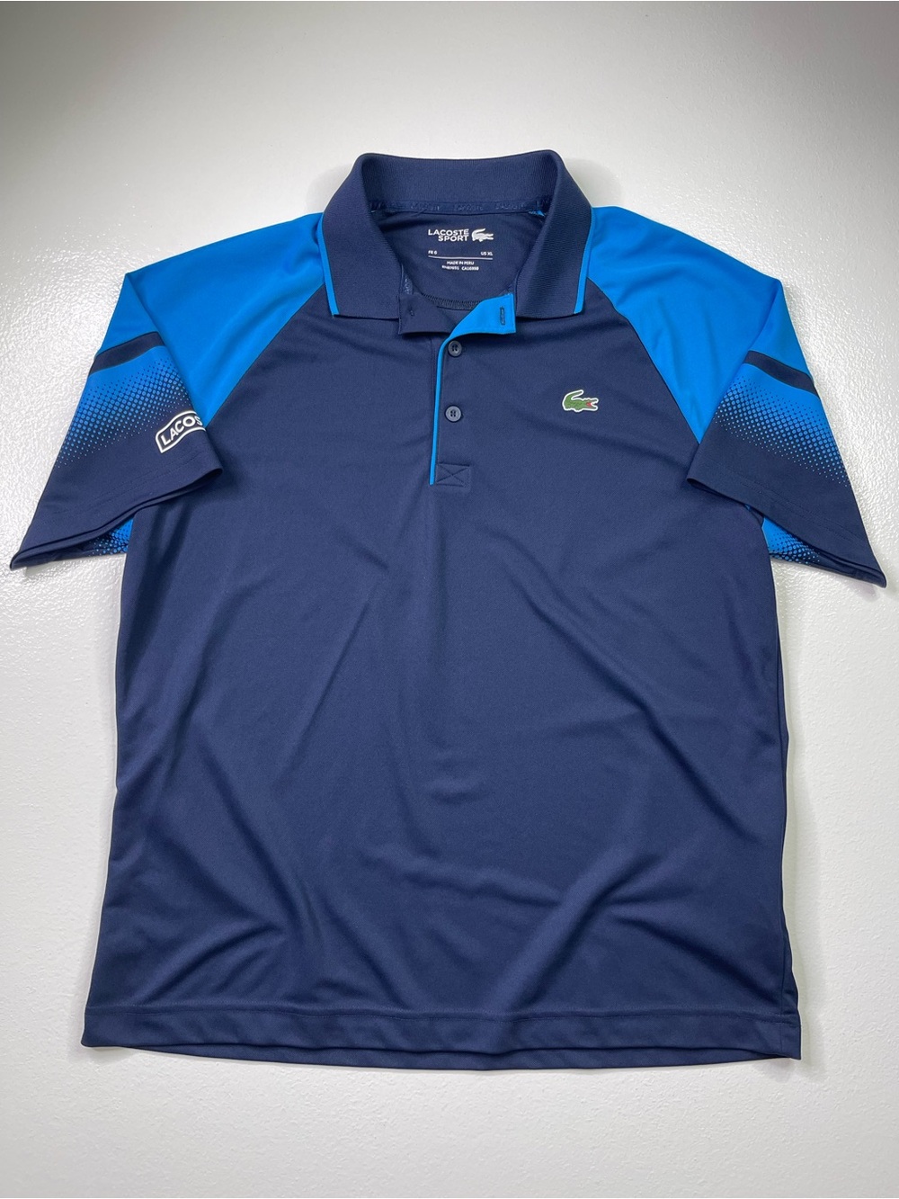 Lacoste Sport Blue & Navy Colorblock Performance Piqué Polo XL